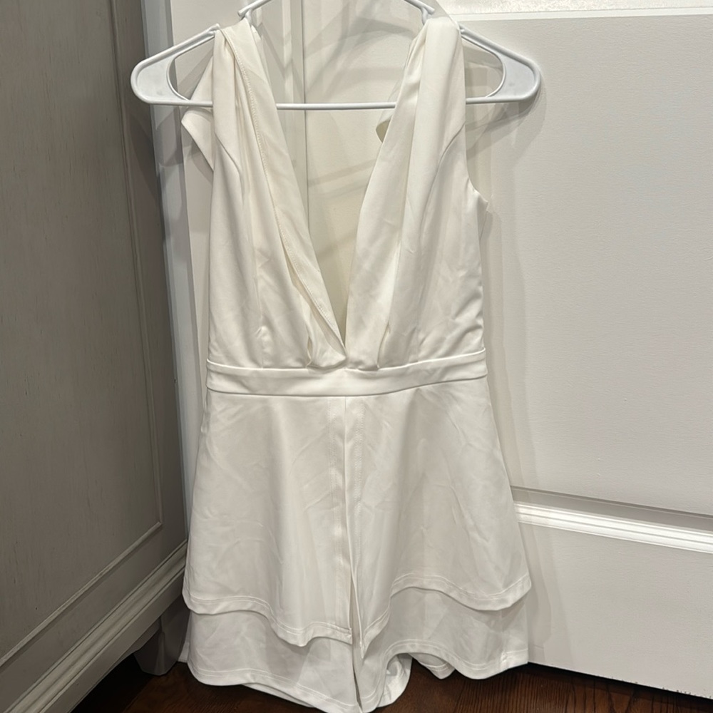 White Romper With Open Back And Front. Worn Once. - image 1